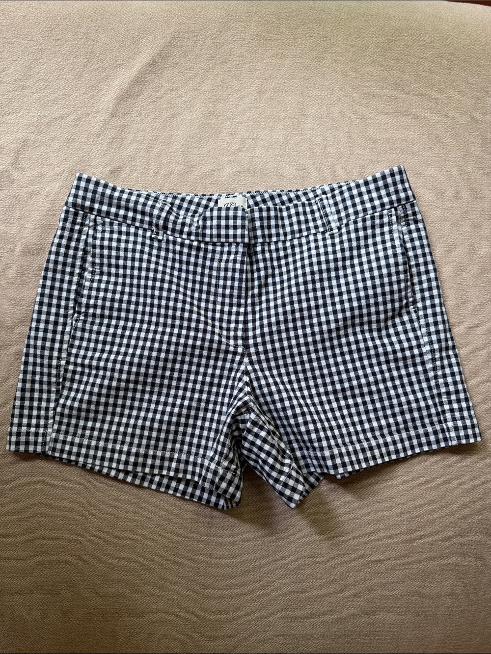 J. Crew Black and White Gingham Cotton Shorts